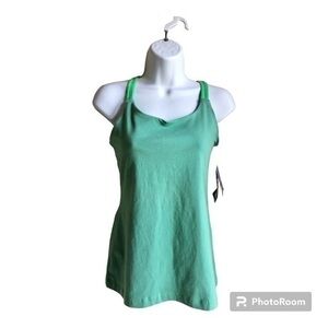 Patagonia strappy cross back micro striped green tank top medium